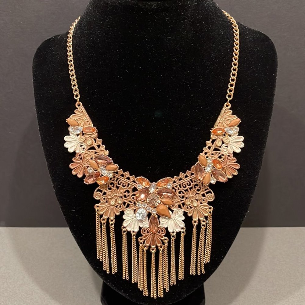 Multicolored & Patterned Plastron Necklace - image 1